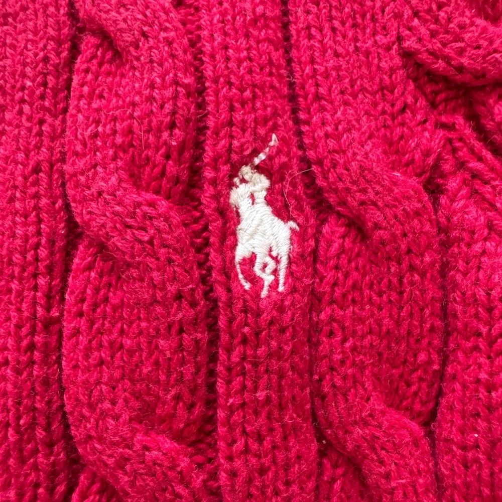 Ralph Lauren Girls Cable Knit Sweater Ruffle Red size 3 / 3T